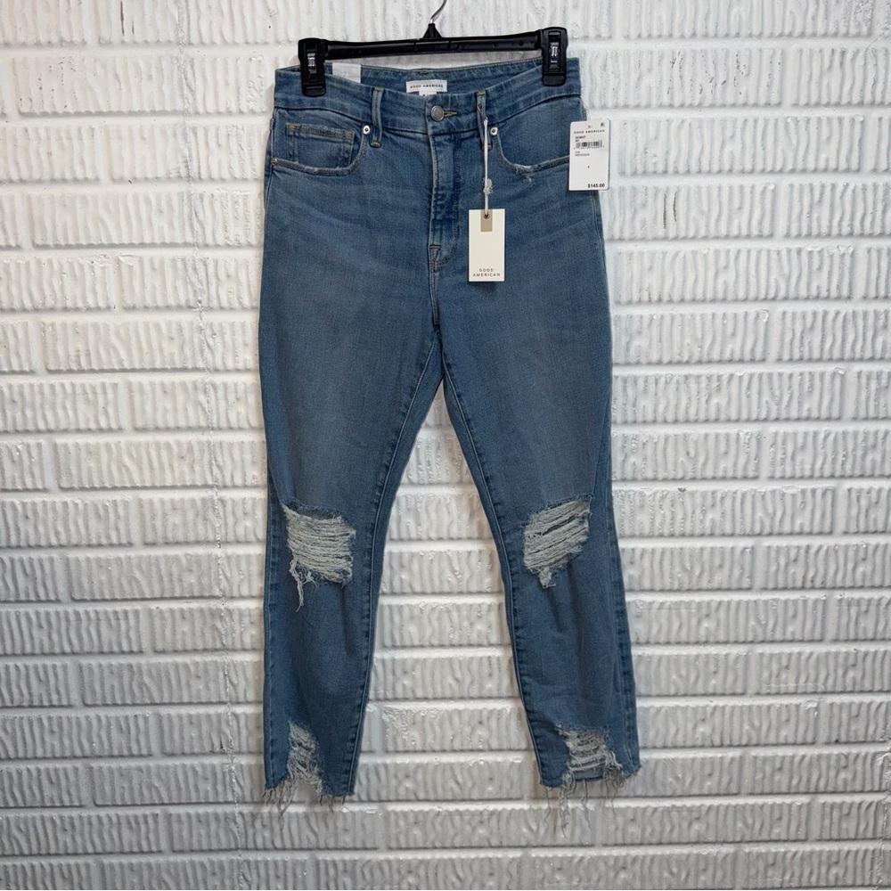 Good American Jeans Classic Distressed Stretchy Jean NWT size 6 / 28